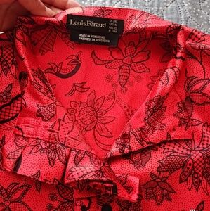 Louis Féraud Red Floral Blouse